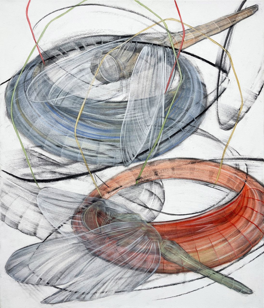 Choreography #2 (aus der Serie "Choreography of Thought (In Turtlenecks) charcoal acrylic on canvas, 2025 - 70 x 60 cm